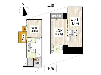 ADC熊本駅南LEAF(1LDK/1階)の間取り写真