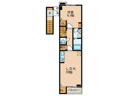 VERBENA(1LDK/2階)の間取り写真