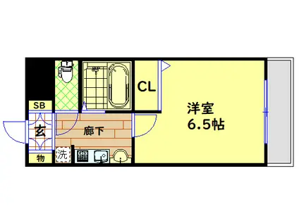 エステムコート大阪ベイエリア(1K/6階)の間取り写真