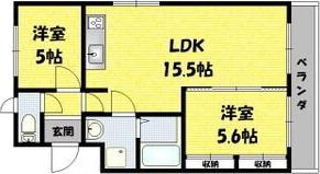 マンション緑黒石B棟(2LDK/4階)の間取り写真