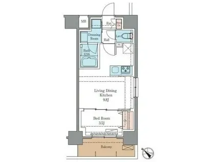LUXENAPAWS南行徳(1LDK/4階)の間取り写真