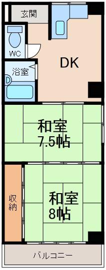 コーポフェ二ックス(2DK/3階)の間取り写真