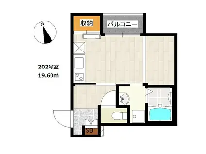 DIO GLANZ 香椎駅前(1DK/2階)の間取り写真