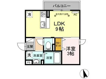 カーサ・ラッフィナートIII(1LDK/3階)の間取り写真