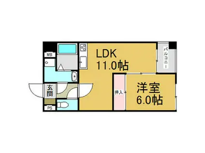 アーク上前津ビル(1LDK/4階)の間取り写真