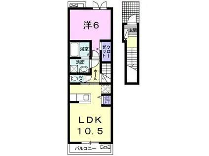 レア ヒルズ(1LDK/2階)の間取り写真