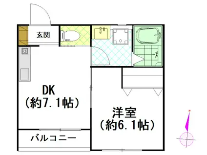 メゾン・ド・山寺(1DK/2階)の間取り写真