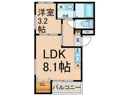 オウルージュ鶴里駅前(1LDK/2階)の間取り写真
