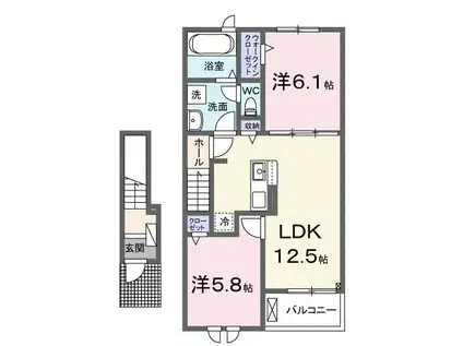 カフア テラス(2LDK/2階)の間取り写真