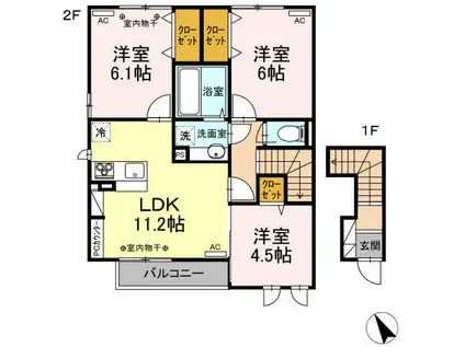 オリエンス(3LDK/2階)の間取り写真