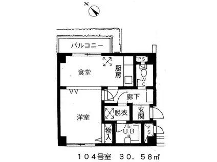 ヴィレッジ藍染(1DK/1階)の間取り写真