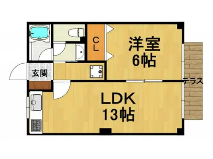 サンハイツ土井(1LDK/1階)の間取り写真