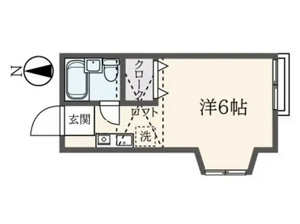 グリーンコート立川(ワンルーム/2階)の間取り写真