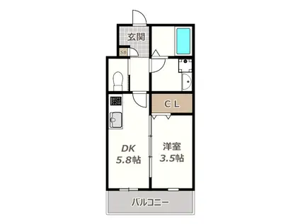 テラ我孫子前(1DK/3階)の間取り写真