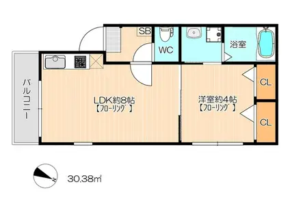 レジアス(1LDK/3階)の間取り写真