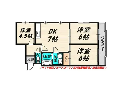 ラフィーネ鶴丸(3DK/4階)の間取り写真