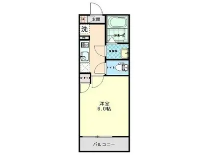 インディゴノワール川越(1K/3階)の間取り写真