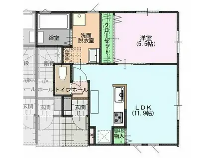 トライドルII(1LDK/1階)の間取り写真