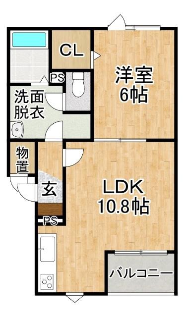 ハピネス132(1LDK/1階)の間取り写真