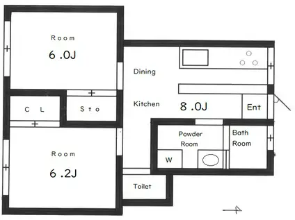 高野第2コーポ(2DK/1階)の間取り写真