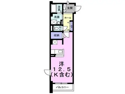 ポワール(ワンルーム/1階)の間取り写真