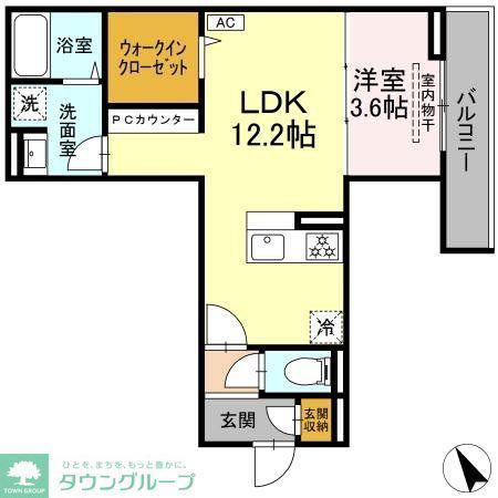クロエ橋本(1LDK/1階)の間取り写真