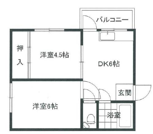 メゾン熊内V(2DK/3階)の間取り写真