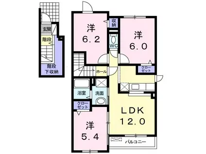リアブルック(3LDK/2階)の間取り写真