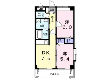 バームハピネス(2DK/4階)の間取り写真