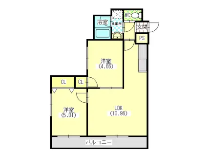 サウスコート(2LDK/5階)の間取り写真
