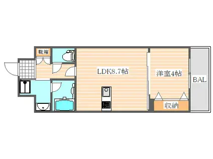 オーキッドレジデンス上呉服(1LDK/8階)の間取り写真