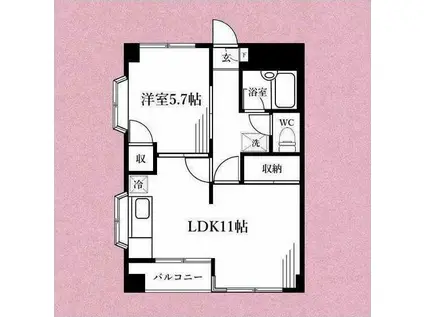 ハイツアーデル(1LDK/2階)の間取り写真
