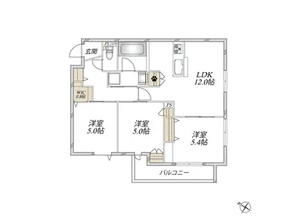高松2丁目メゾン(3LDK/3階)の間取り写真