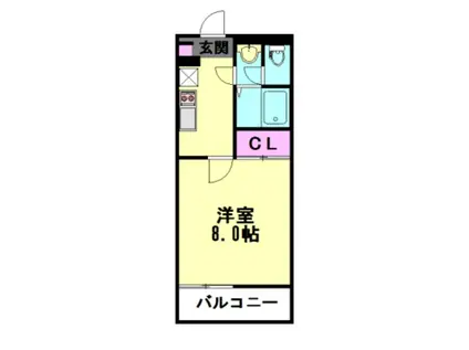 クレイノリヴェール(1K/2階)の間取り写真