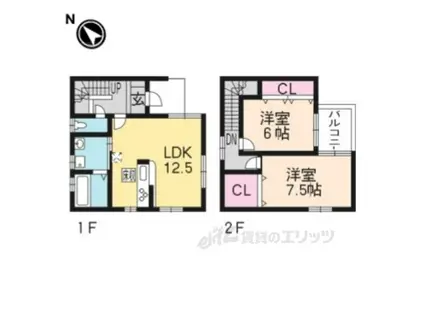 クッキーメゾネット(2LDK/1階)の間取り写真