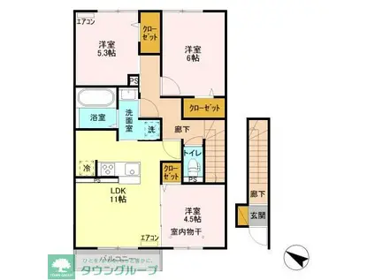 フォレヴィラージュ B(3LDK/2階)の間取り写真
