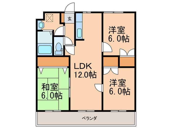 レジデンスコスモスII(3LDK/2階)の間取り写真