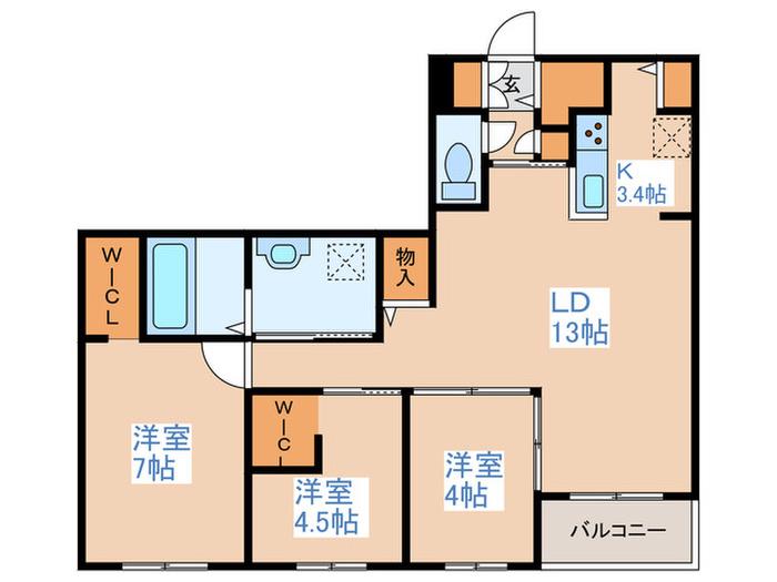 エフュート福住(3LDK/2階)の間取り写真