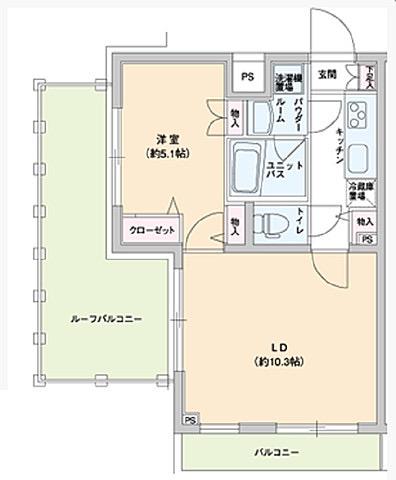 SKY COURT蒲田イースト(1LDK/4階)の間取り写真