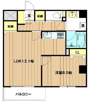 カナセ上汐(1LDK/6階)の間取り写真