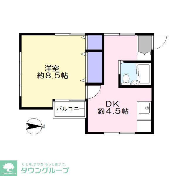 サンハイムNO2(1DK/2階)の間取り写真