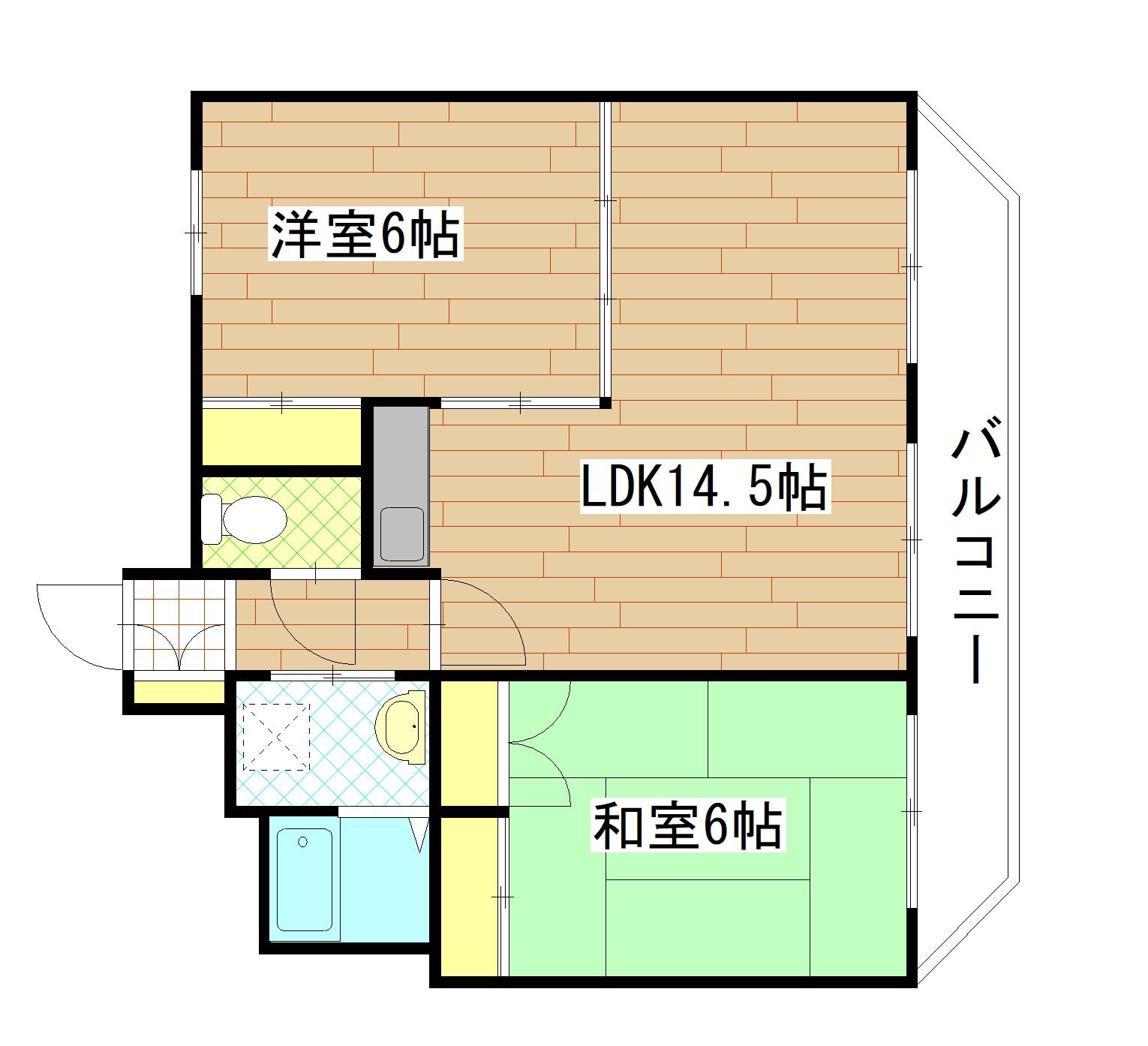 ボナール錦町(2LDK/5階)の間取り写真