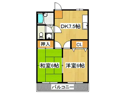 メゾン7カトー(2DK/3階)の間取り写真