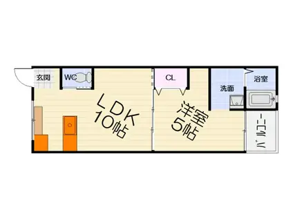 羽衣グリーンハイツ(1LDK/1階)の間取り写真