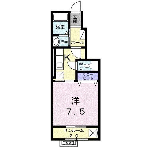 ハウス フリーデ(1K/1階)の間取り写真