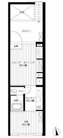 パークジオ学芸大学(1LDK/2階)の間取り写真