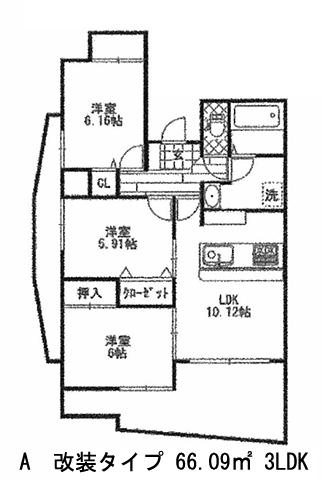 中央ハイツ海老塚(3LDK/3階)の間取り写真