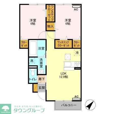 グリーンコート参番館(2LDK/1階)の間取り写真