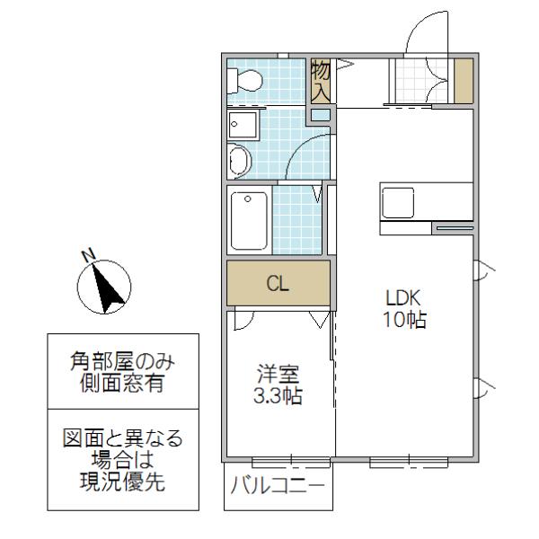 コートヤードイン田彦(1LDK/1階)の間取り写真
