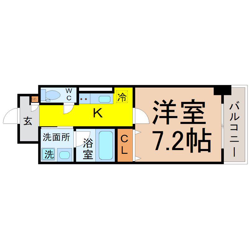 ボーデュキャナル幅下(1K/9階)の間取り写真